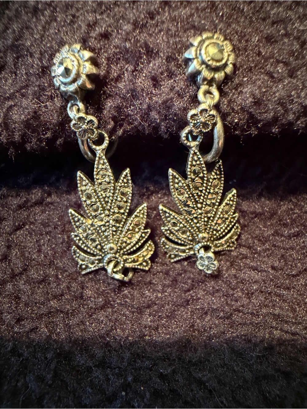Vintage Sterling Silver & Marcasite Screw Back Earrings